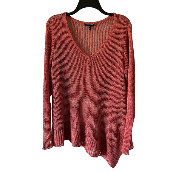 Eileen Fisher Sweaters - EILEEN FISHER Women's size L Linen Cotton Blend Open Knit Asymmetrical Sweater